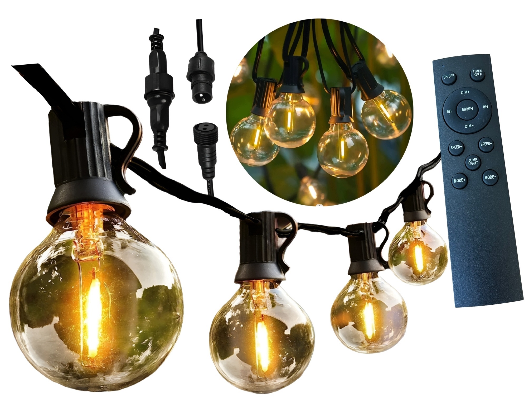 Girlanda Ogrodowa 20m Świetlna Zewnętrzna Lampki Łańcuch 36x Żarówka LED