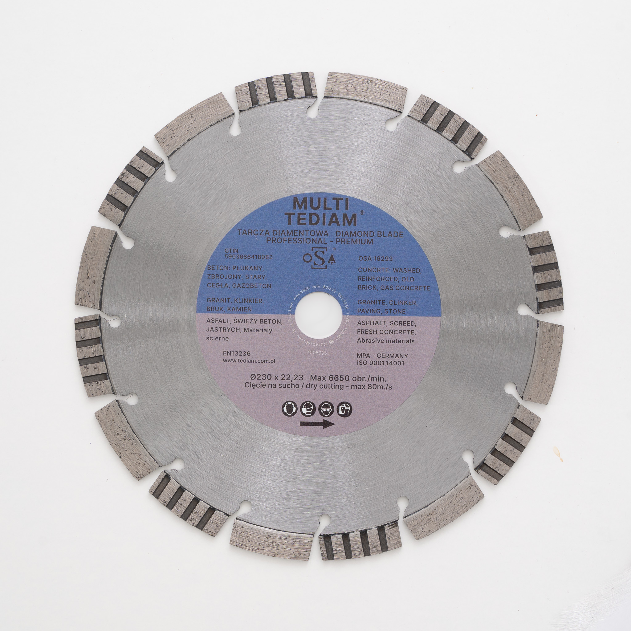 Diamantový Kotouč 230x22,23 mm Multi Beton Granit Bruk Asfalt Čerstvý Beton