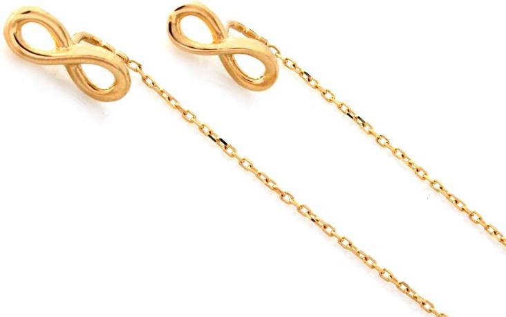 Náušnice zlaté 585 provlékací nekonečno 14k vkusné jako dárek