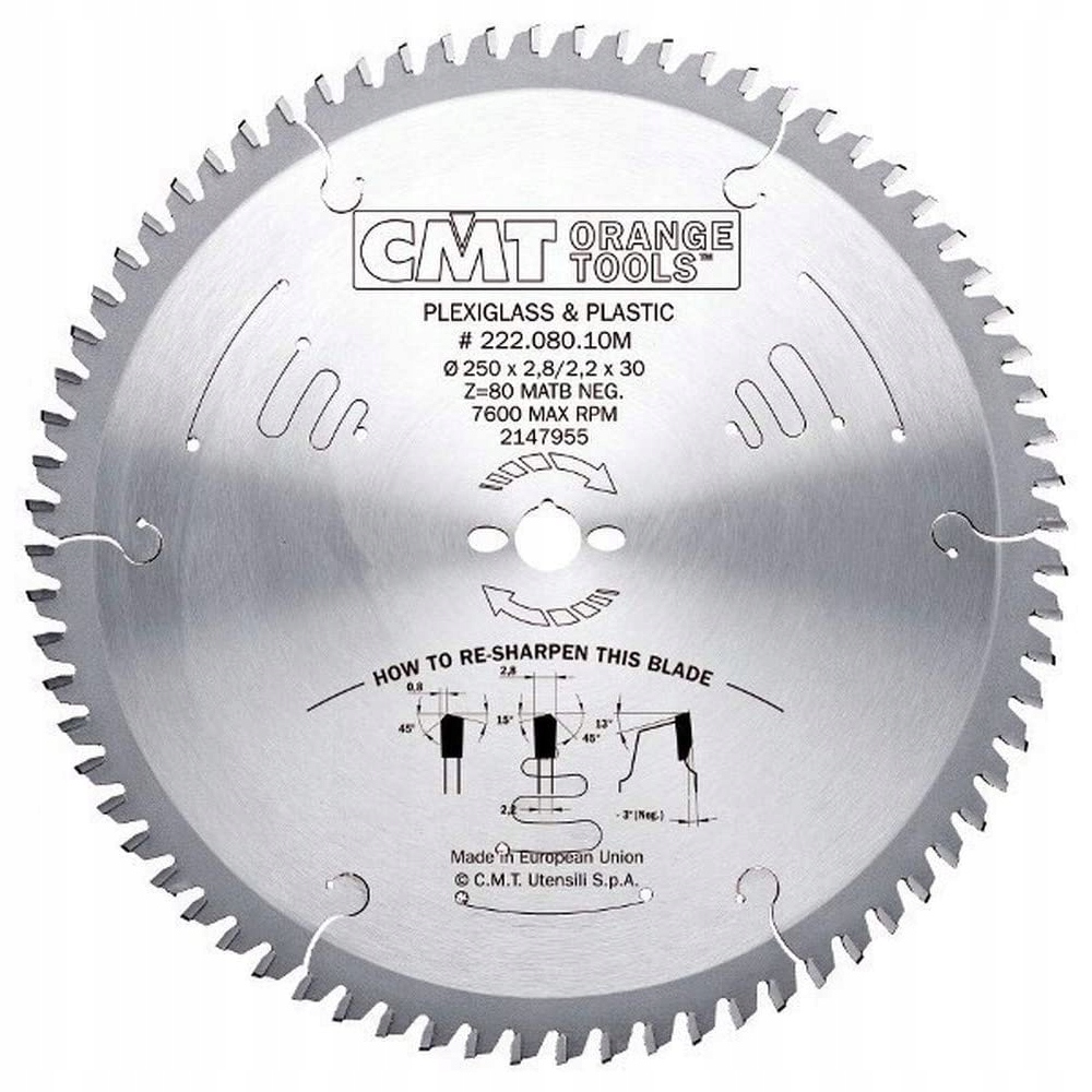 Piła tarczowa do Pcv sklejki plexi 250 x 30mm Cmt