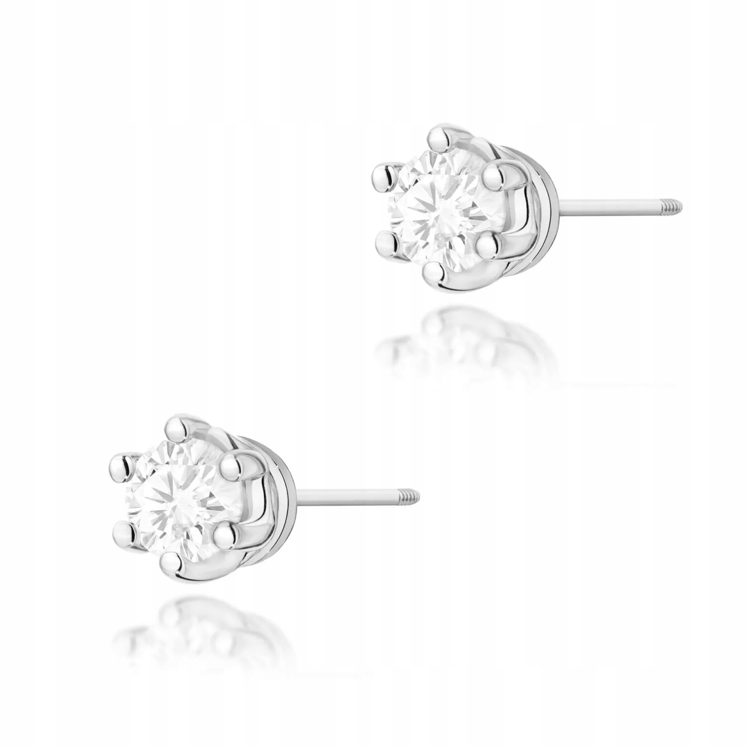 Złote kolczyki z brylantami diamenty 2 x 0,15ct białe złoto sztyft zakręcan