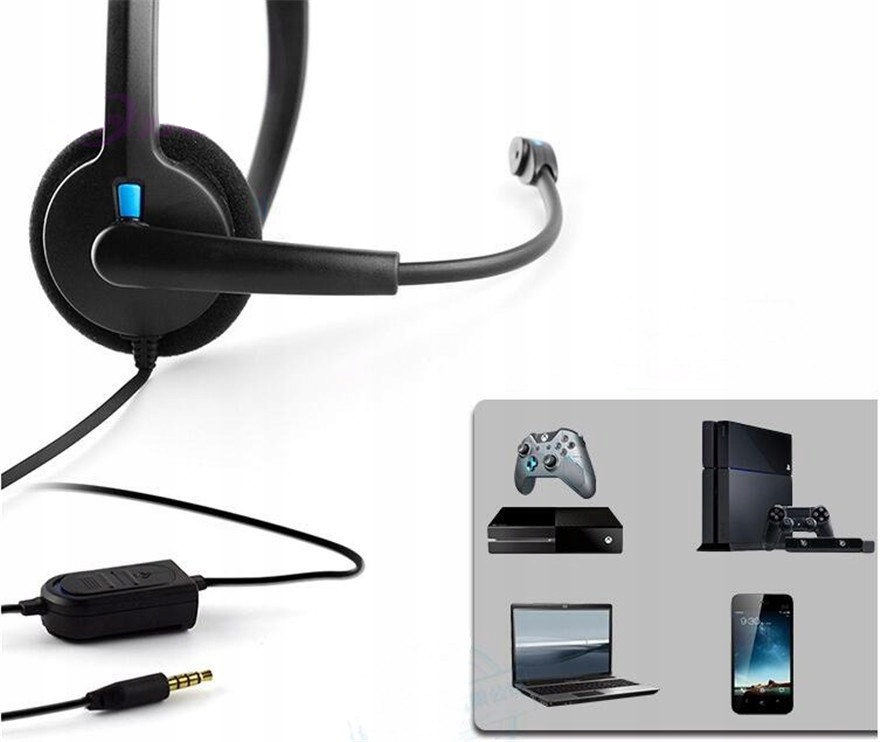 SŁUCHAWKA Z MIKROFONEM 3,5mm INFOLINIA TELEFON GSM Kolor czarny