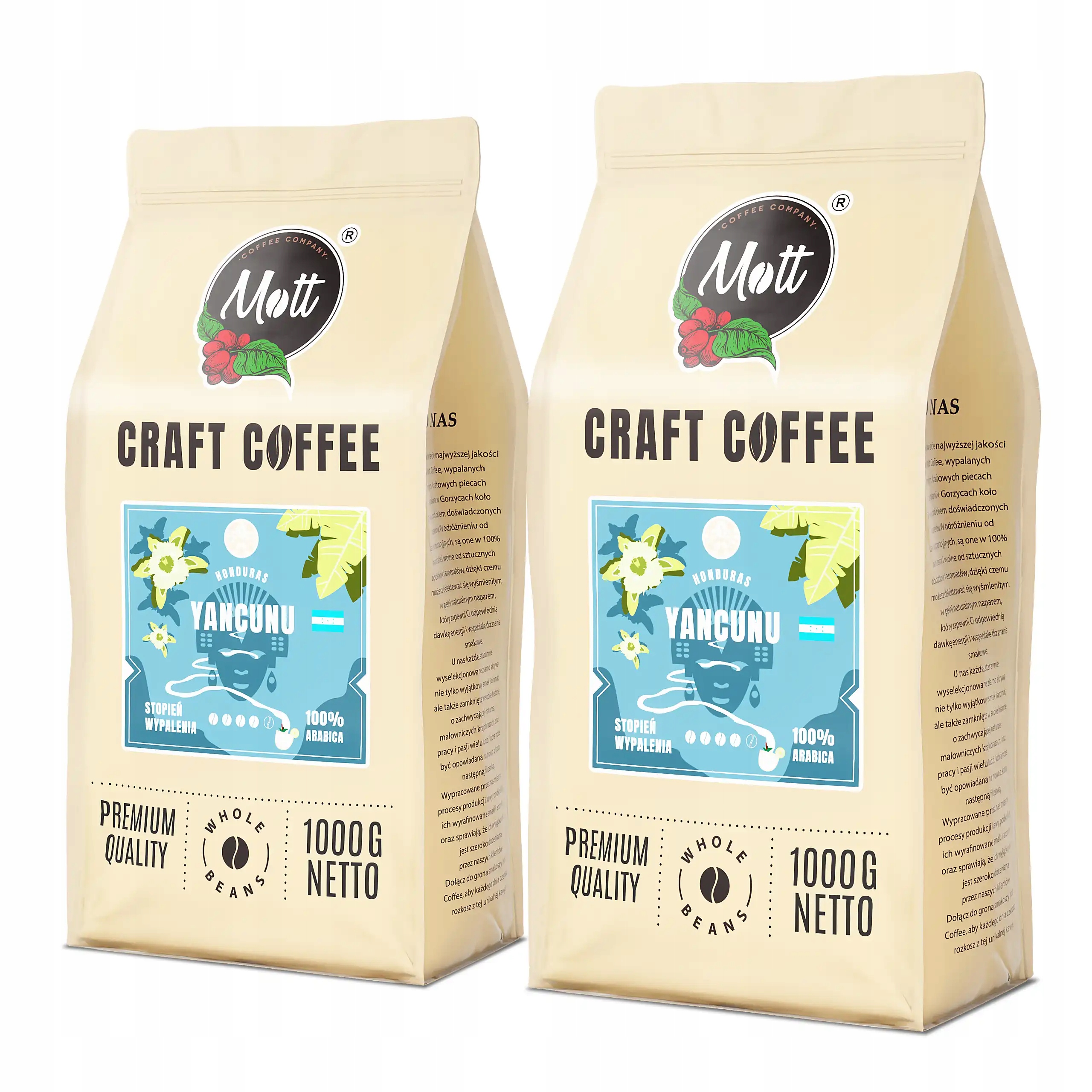 Káva Zrnková 2 kg Čerstvě pražená 100% Arabica Honduras Mott Coffee Yancunu