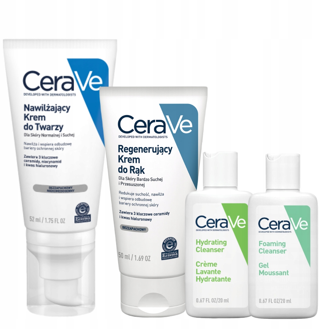 CeraVe Zestaw Krem do Rąk Regenerujący, Krem Nawilżający do Twarzy 52ml