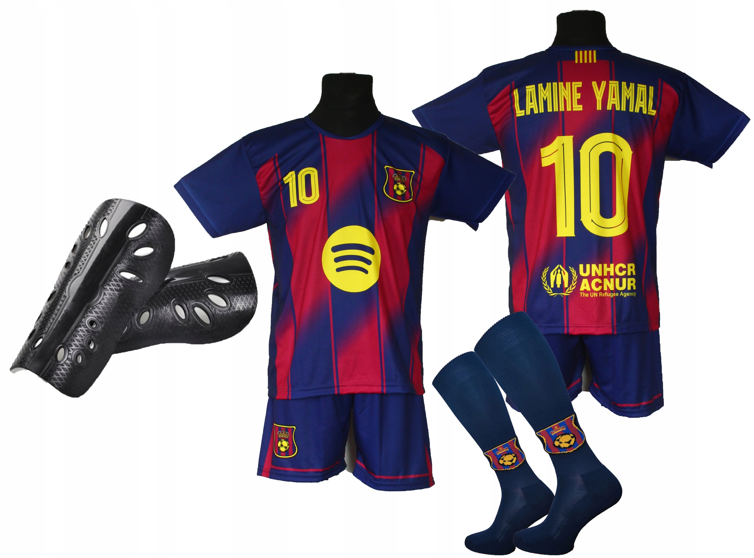 Dětské fotbalové oblečení Lamine Yamal štulpny chrániče velikost 128