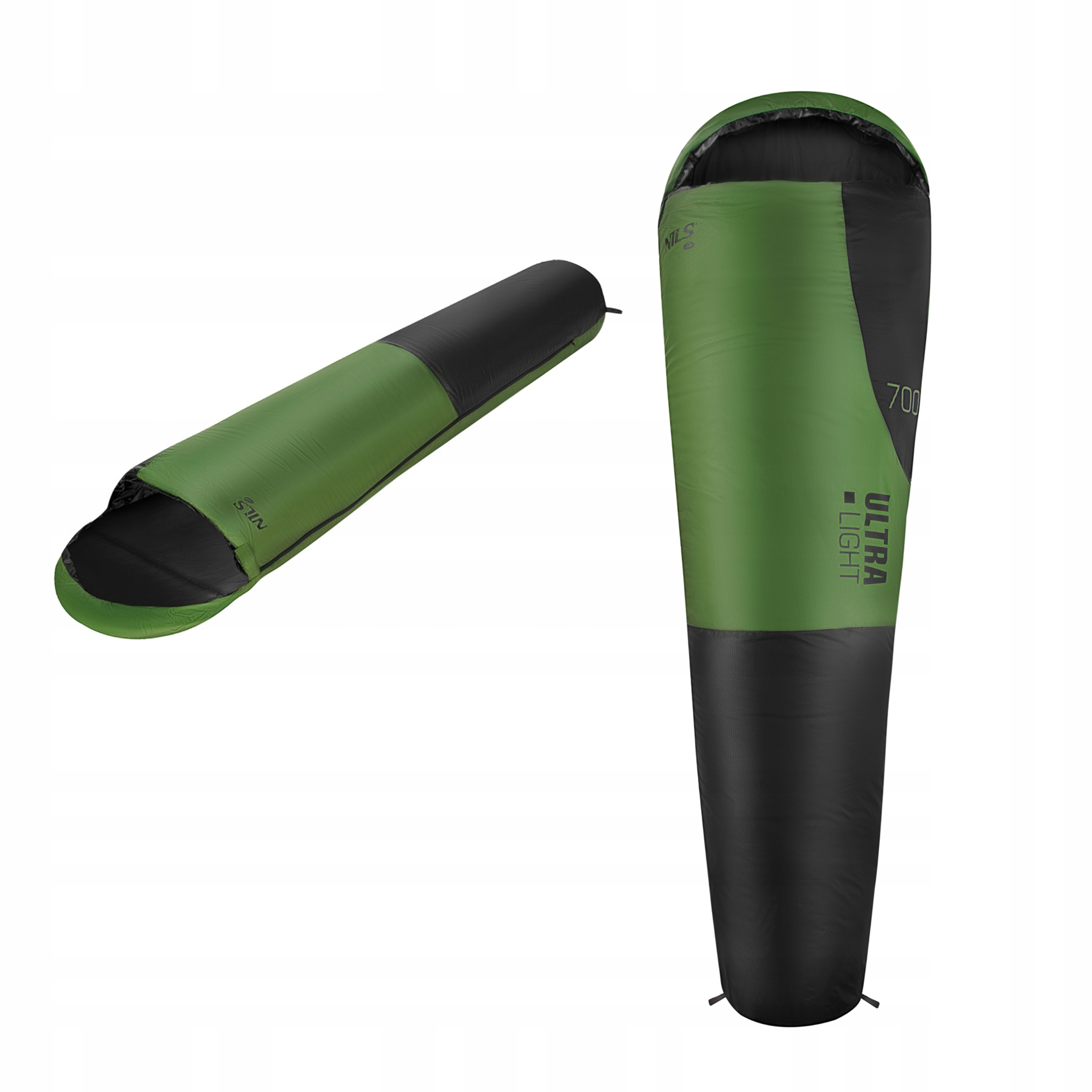 Letní malý spací pytel po složení, ultra lehký, 710 g, černo zelený Nils Camp
