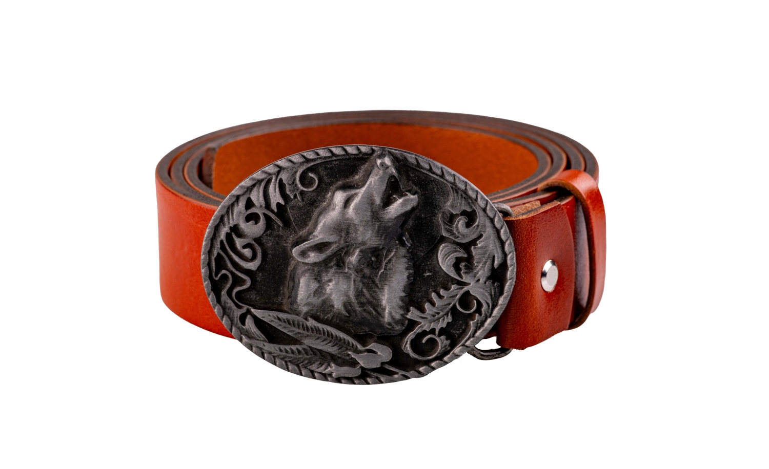 Pasek skórzany Bór Hunter Grace Wolf Silver -95