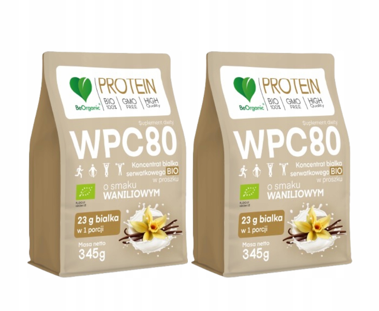BeOrganic Wpc 80 2 x Bio vanilkový protein Fitness Bcaa bez Gmo