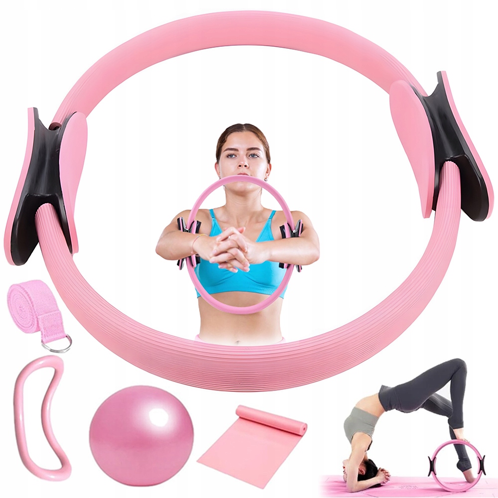 Kółek Do Pilatesu Piłka Do Jogi Do Modelowania Ciała Różowy Zestaw 5SZTUK