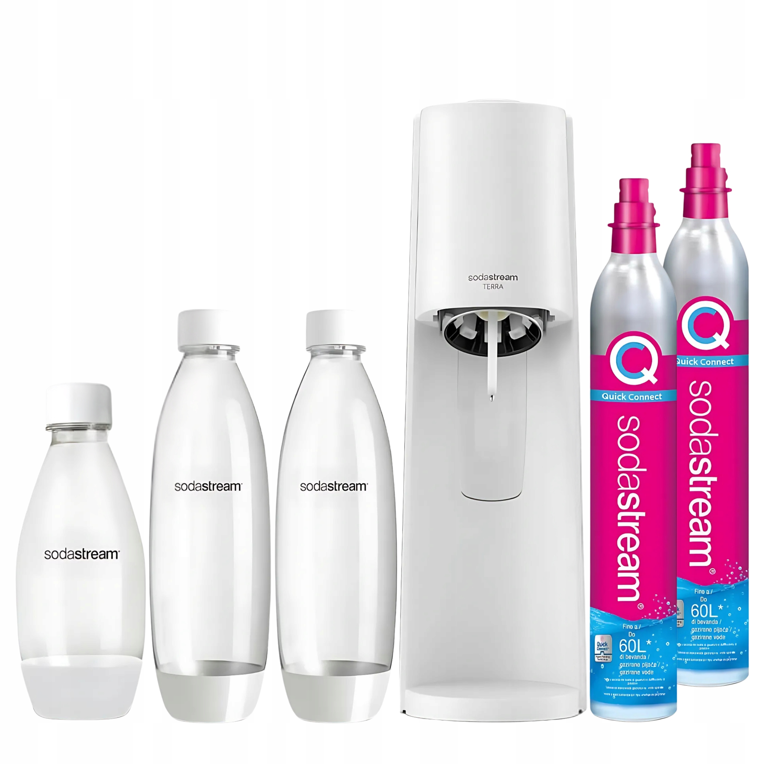 SodaStream Terra saturátor Biela 2 fľaše 1 l fľaša 0.5 l 2 x fľaša CO2