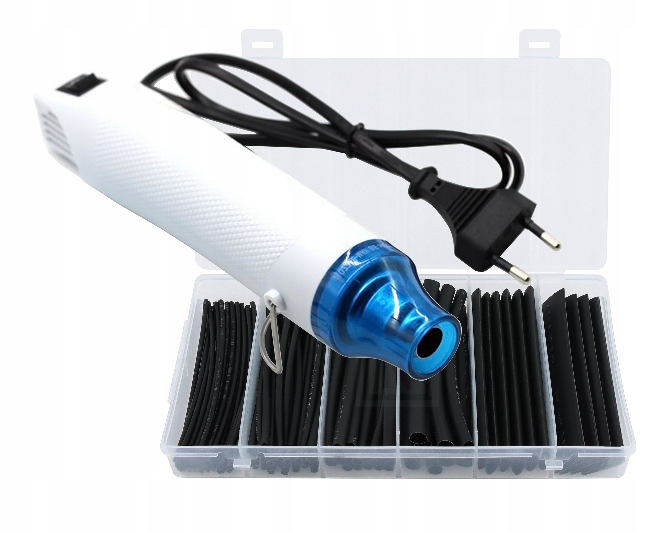 Термозбіжні трубки чорний 100x + теплова гармата MF300