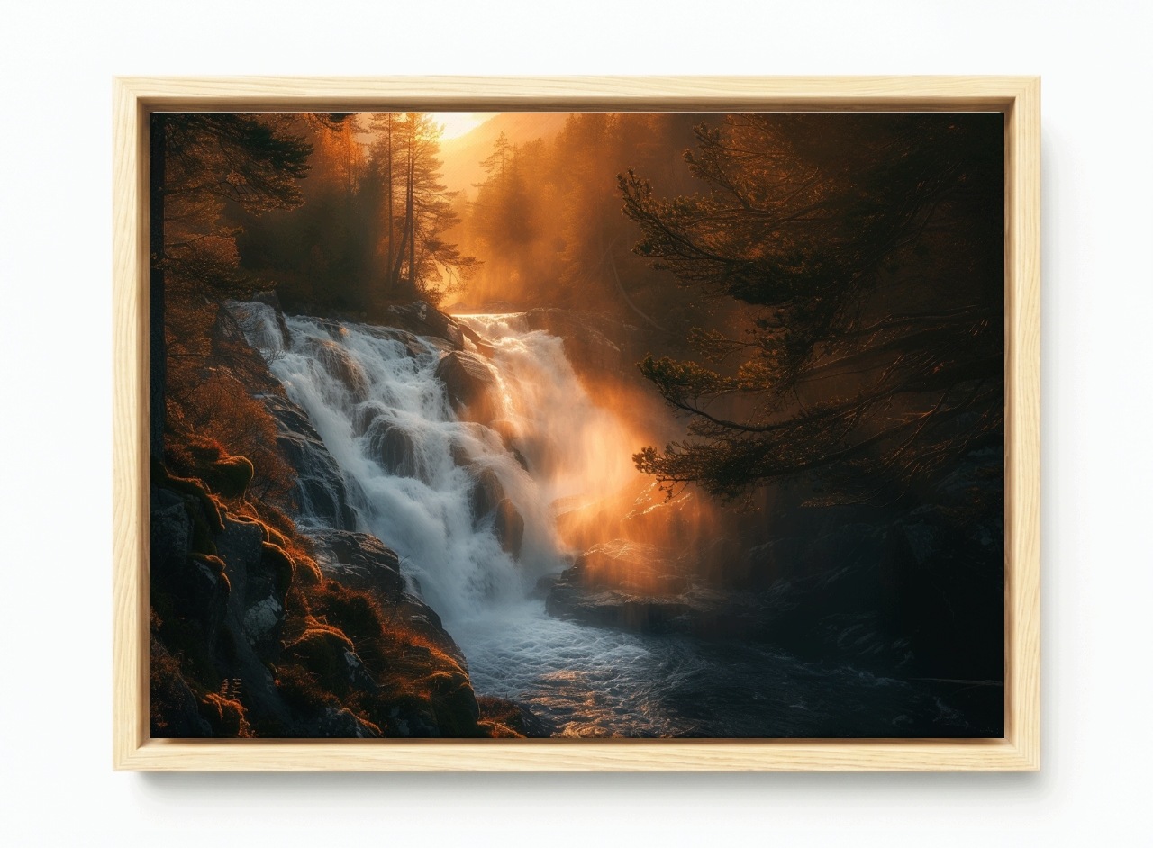 Obraz Rám Americká Krajina Les Vodopád Slunce Příroda 60x40