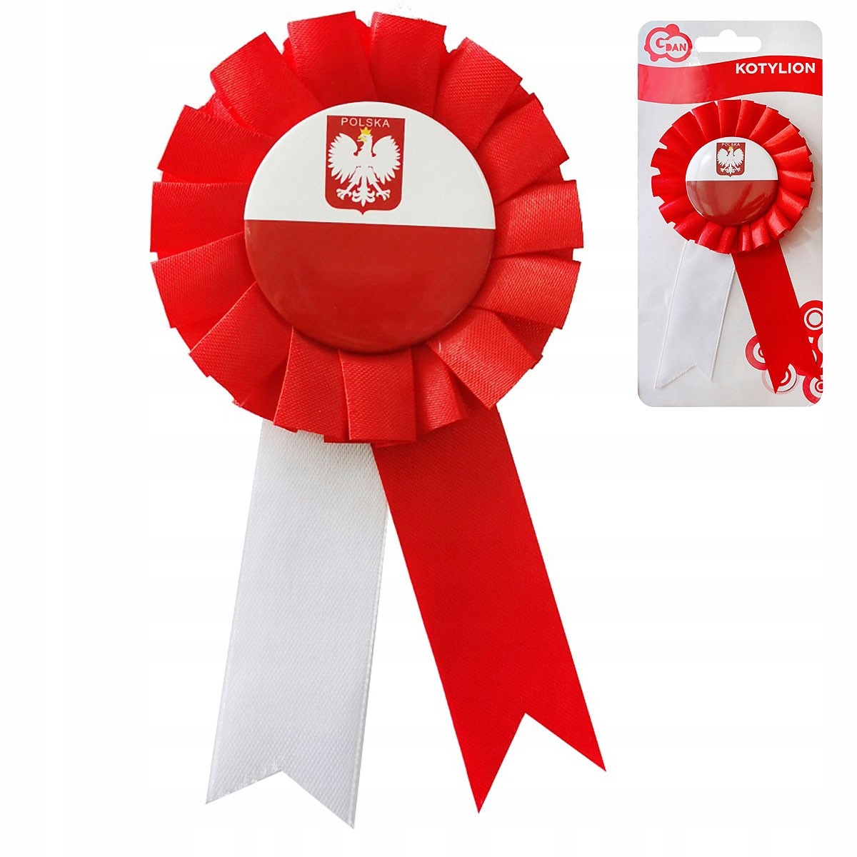 Kotylion narodowy rozetka biało czerwona kokarda Marka GoDan