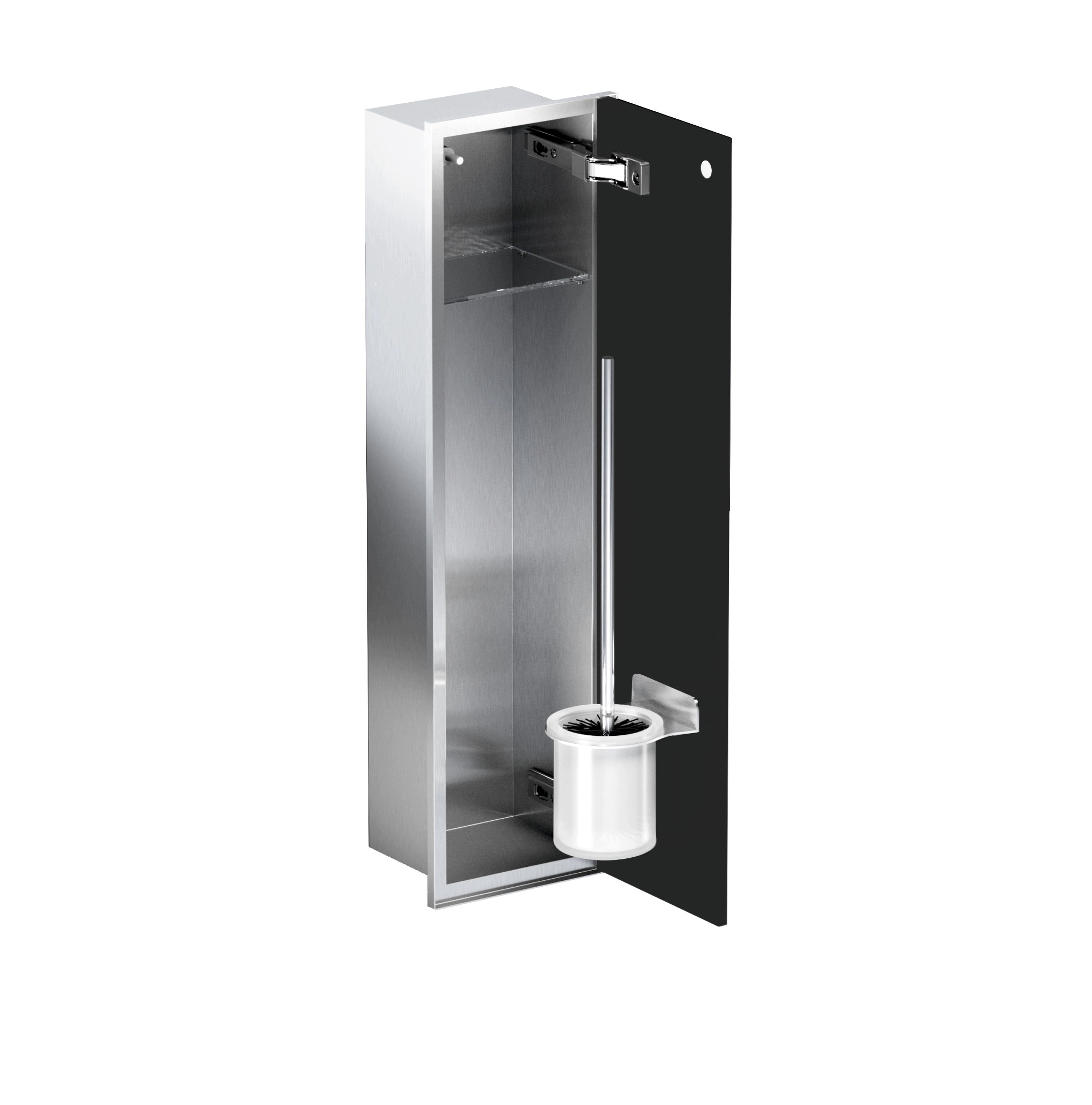 Schowek Wc na szczotkę i papier Stal Czarne Matowe Drzwi 650 Prawy Outlet