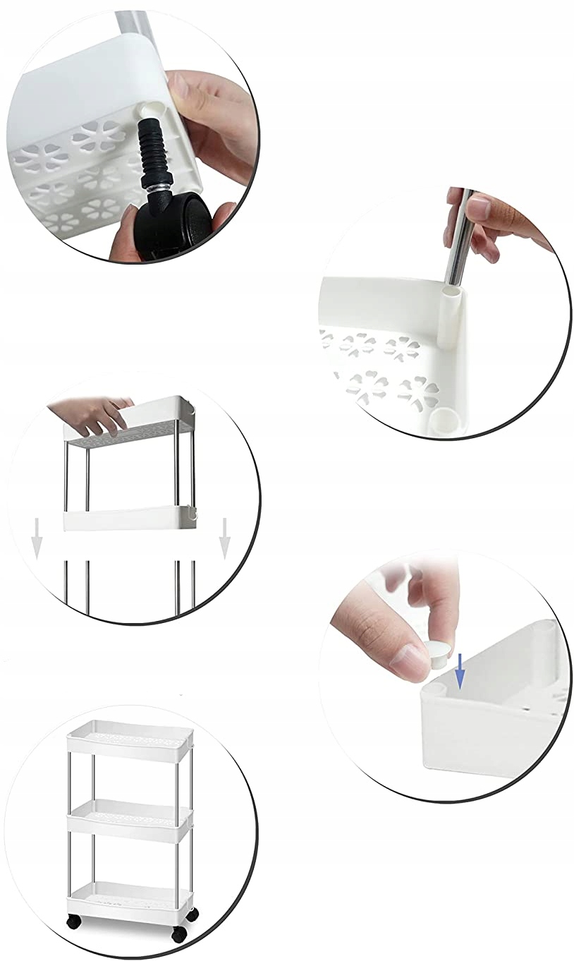 SZAFKA MOBILNA NA KÓŁKACH PÓŁKA REGAŁ ŁAZIENKOWY 3 Wykończenie białe