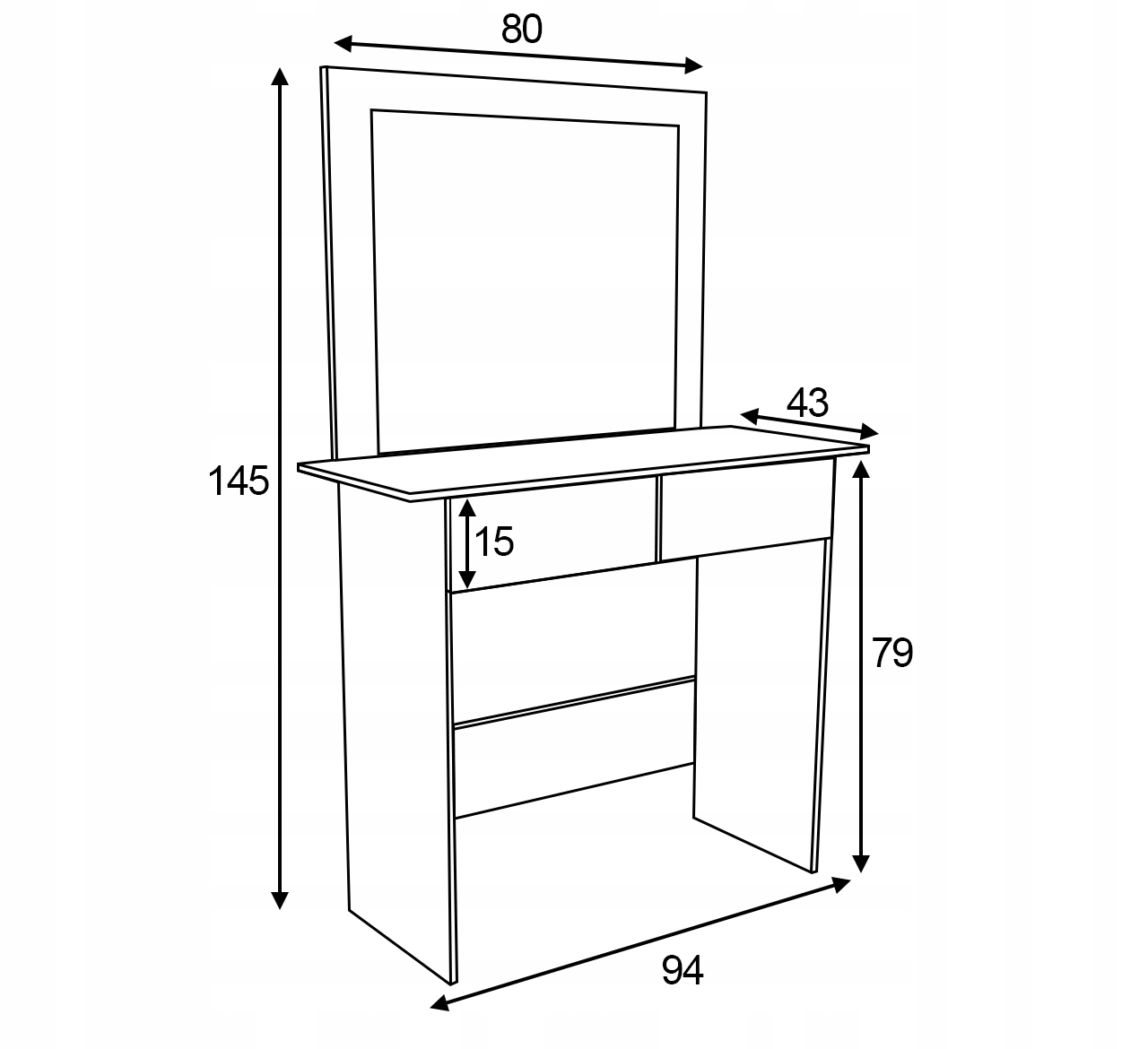 TOALETKA z lustrem Profil LED do makijażu wizażu szuflady BIAŁA Kolor mebla biały