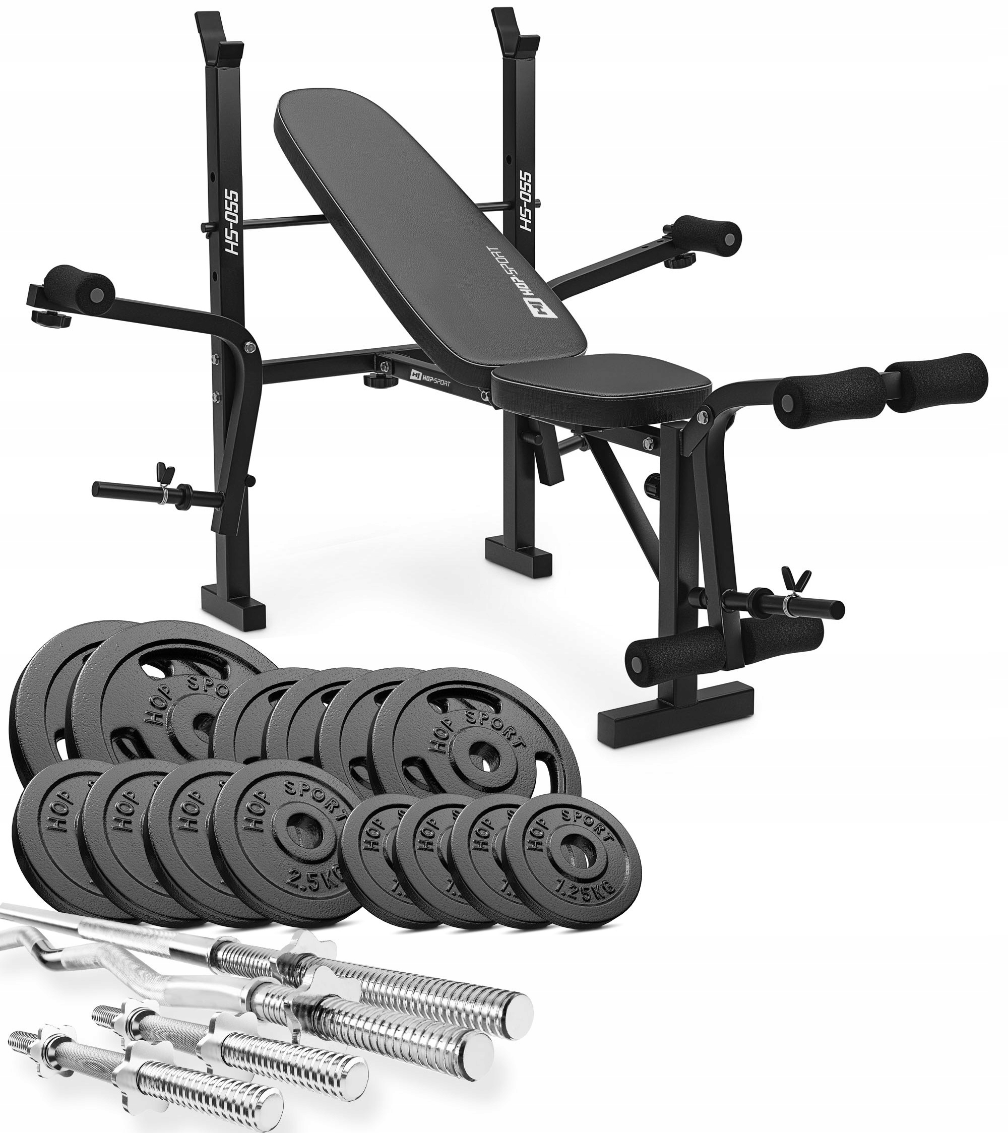 

Zestaw obciążeń żeliwnych 76kg z ławką treningową