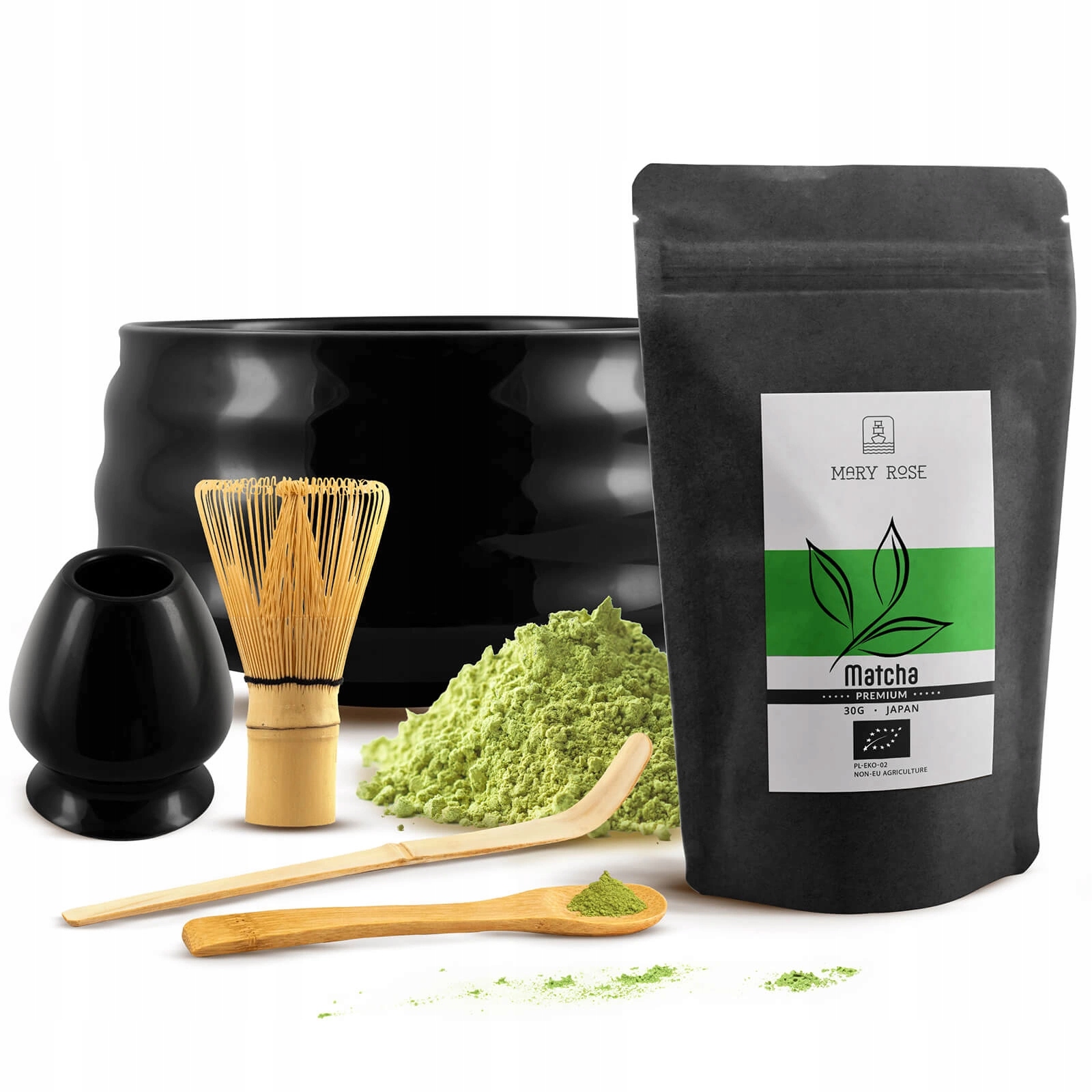 Zestaw Akcesoriów do parzenia herbaty Matcha Japońska Premium Bio 30g