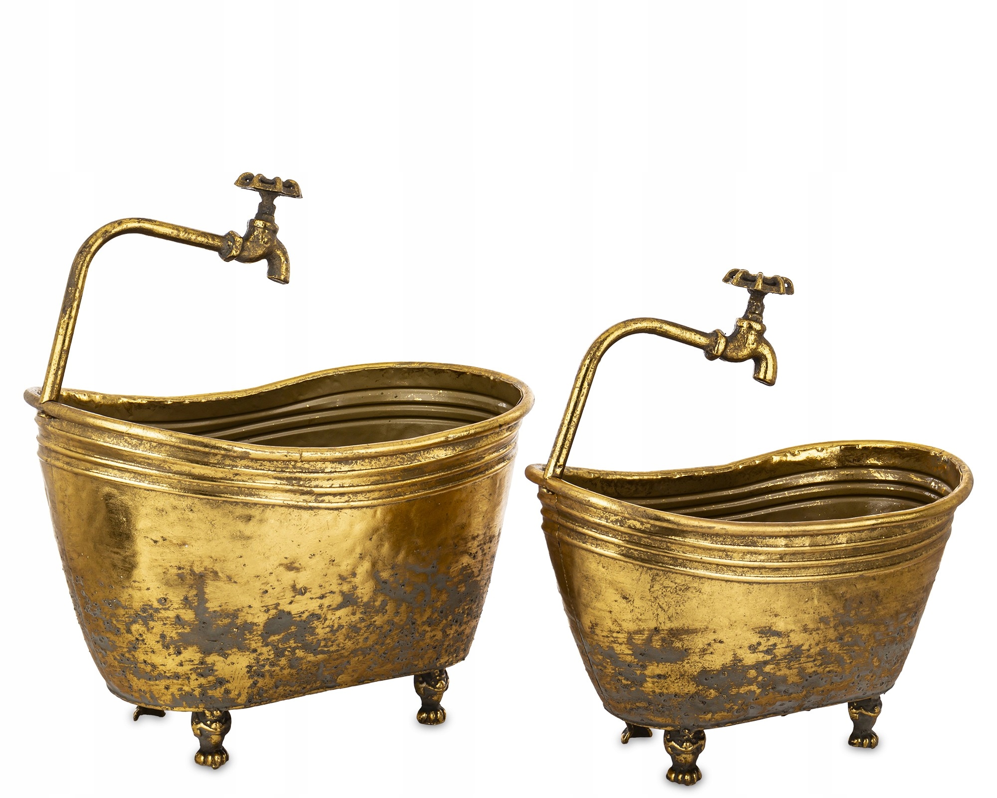 Zlaté starožitné kryty v tvare vaničiek Sada 2 kusov Metal Retro