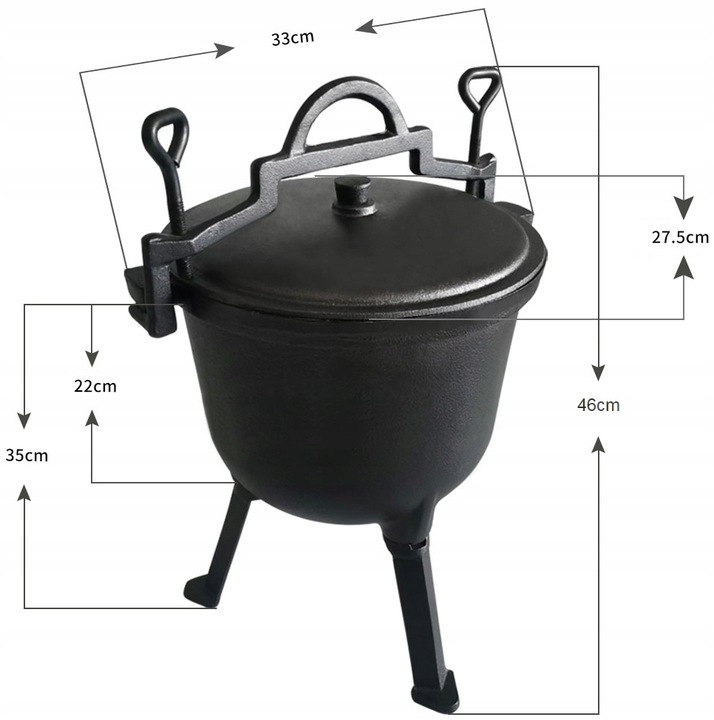 KOCIOŁEK ŻELIWNY EMALIOWANY GARNEK myśliwski węgierski 8L OGNISKO GRILL Producent inna