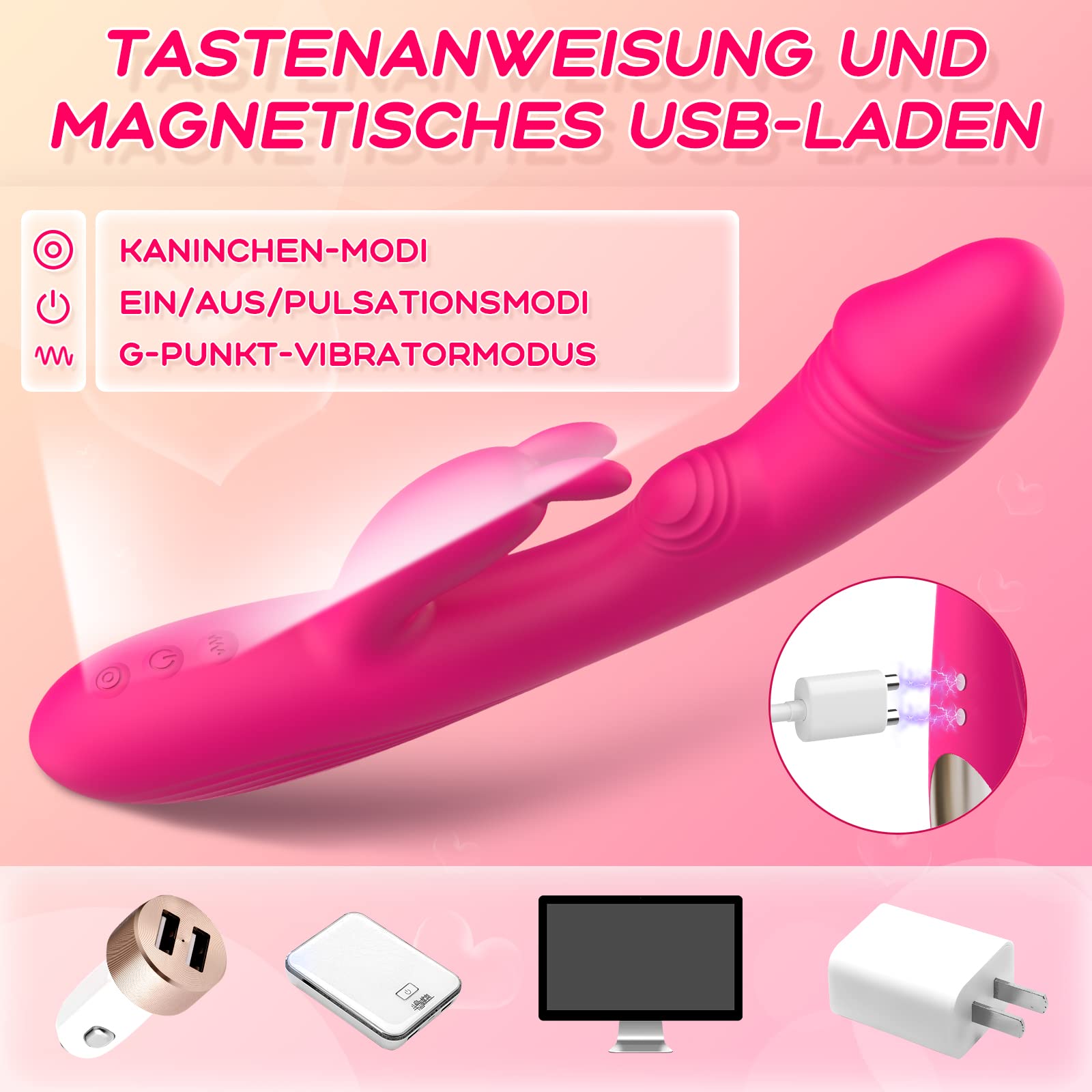 RABBIT Wibrator Dla Kobiet Klitoris G-Punkt Z 10 Trybami Wibracji — miniatura 4