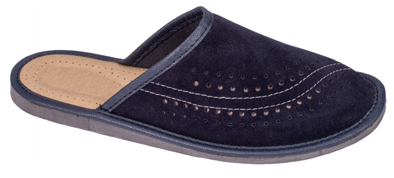 MĘSKIE PANTOFLE SKÓRZANE KAPCIE M9 KLAPKI 43