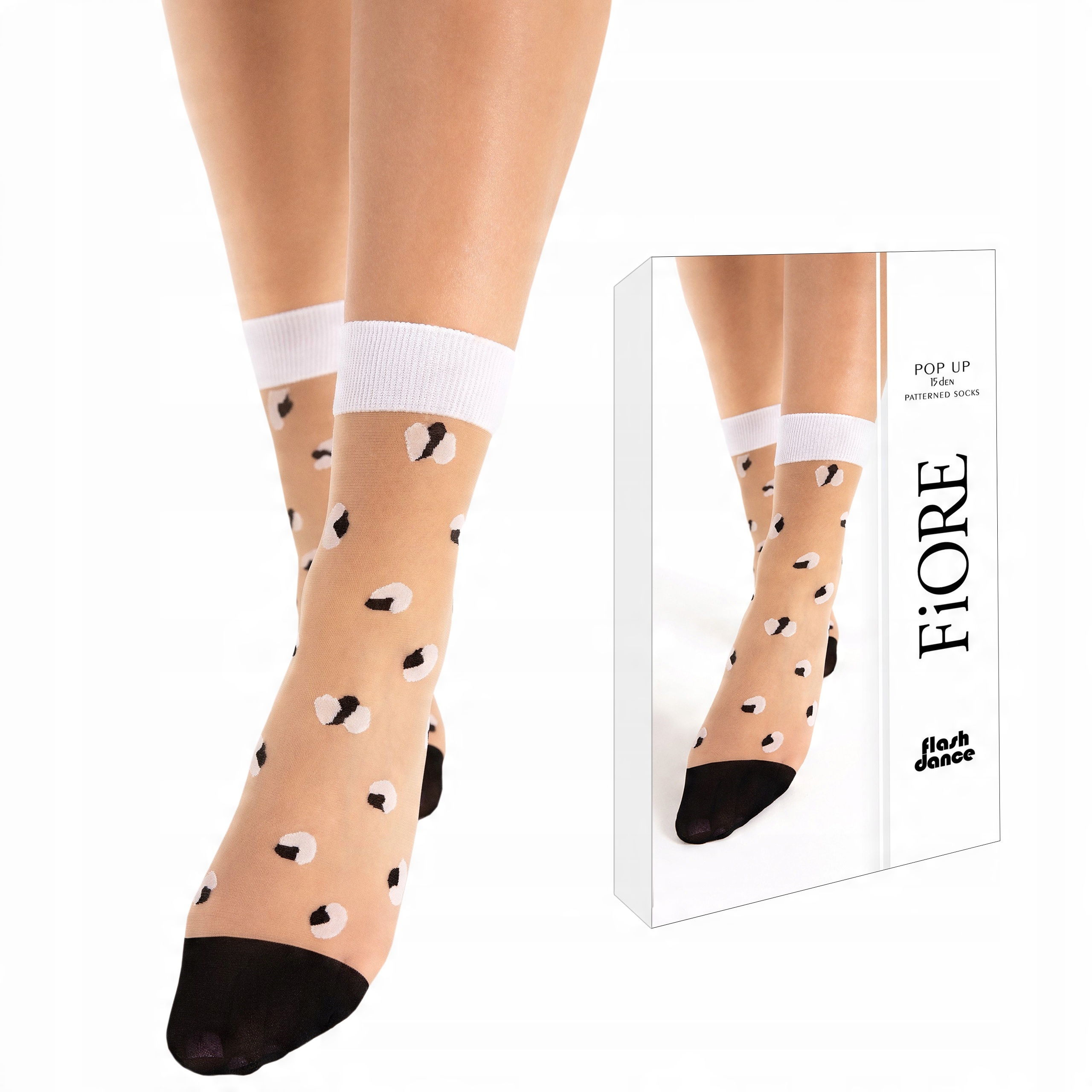 

Fiore Skarpetki Pop Up 15 den Black/White/Nude