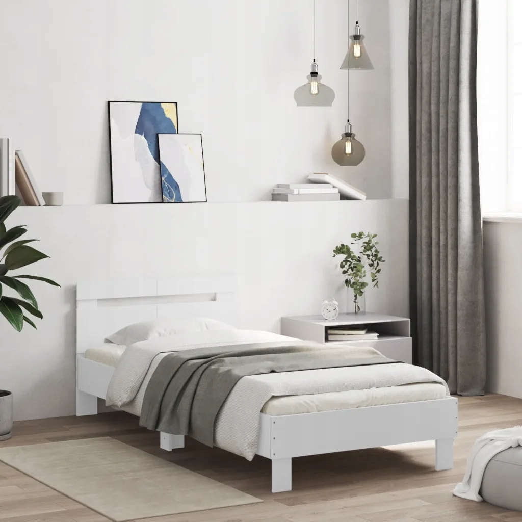 Rám postele s čelem bílý 100 x 200 cm kompozitní dřevo Bílá 838526