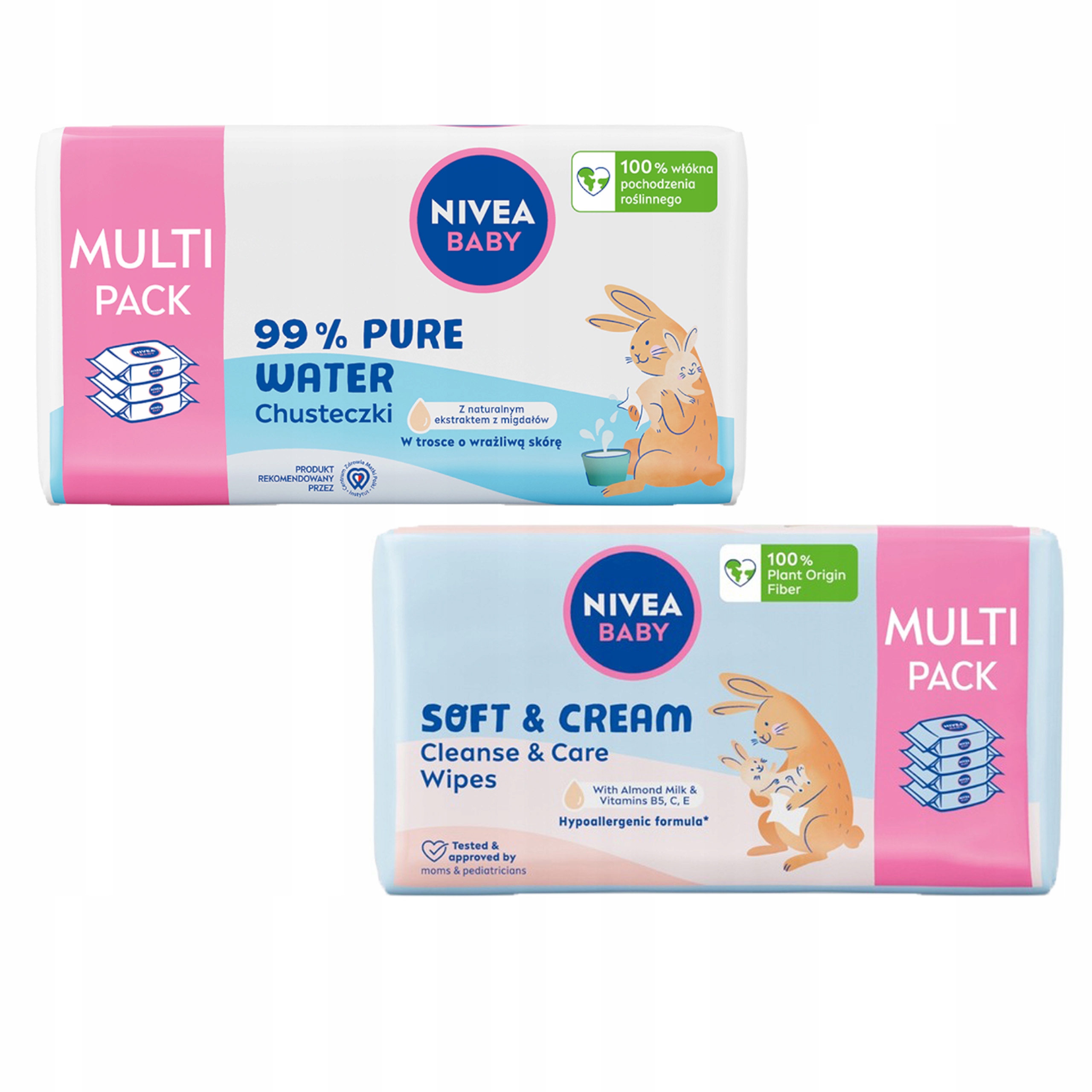 NIVEA BABY Chusteczki nawilżane 99% Pure Water i Soft & Cream Mix