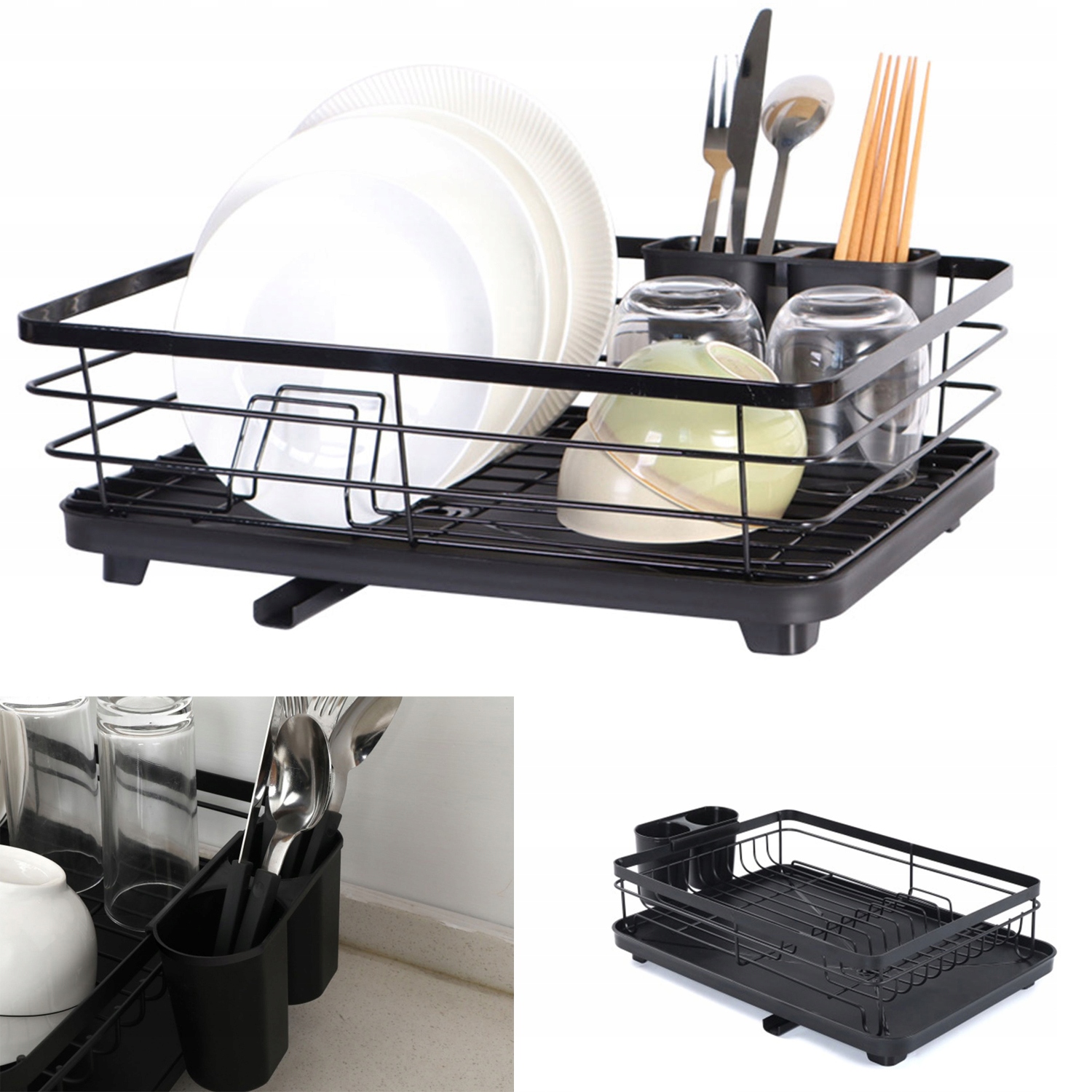 Levně Odkapávač na nádobí 42×30×12cm Multifunkční Nerezový Stojan na Nádobí Odolný