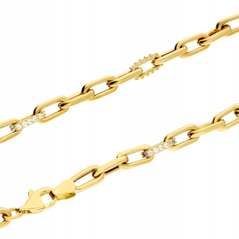 Dámský zlatý náhrdelník 585 s rolo vazbou a zirkony 14kt, elegantní, efektní