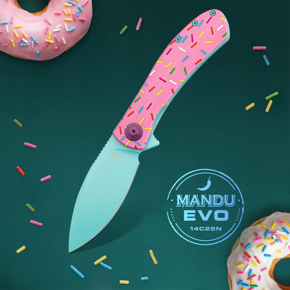 Nůž Trollsky Knives Mandu Evo Liner Lock Blue 14C28N Pink G10