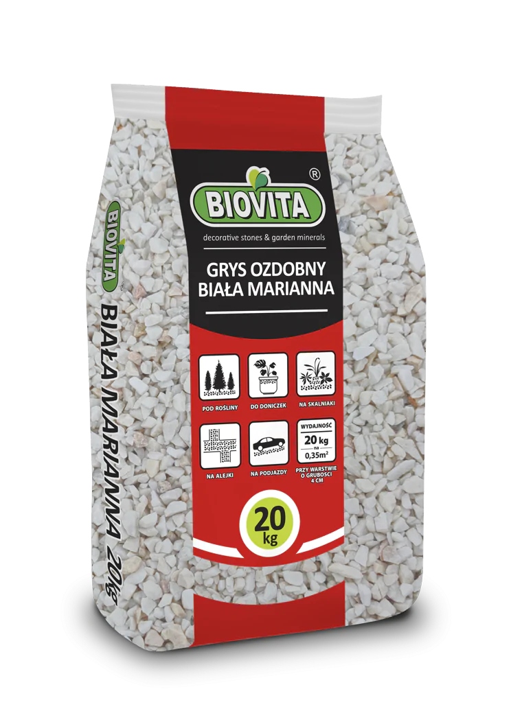 

Kamień ozdobny Grys biały marmurowy 8-16 mm 20kg