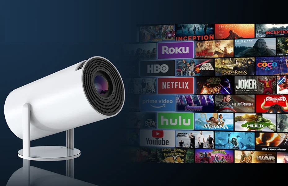 PRZENOŚNY OBROTOWY PROJEKTOR RZUTNIK FULL HD SMART TV ANDROID 11 WIFI BT Marka Magcubic