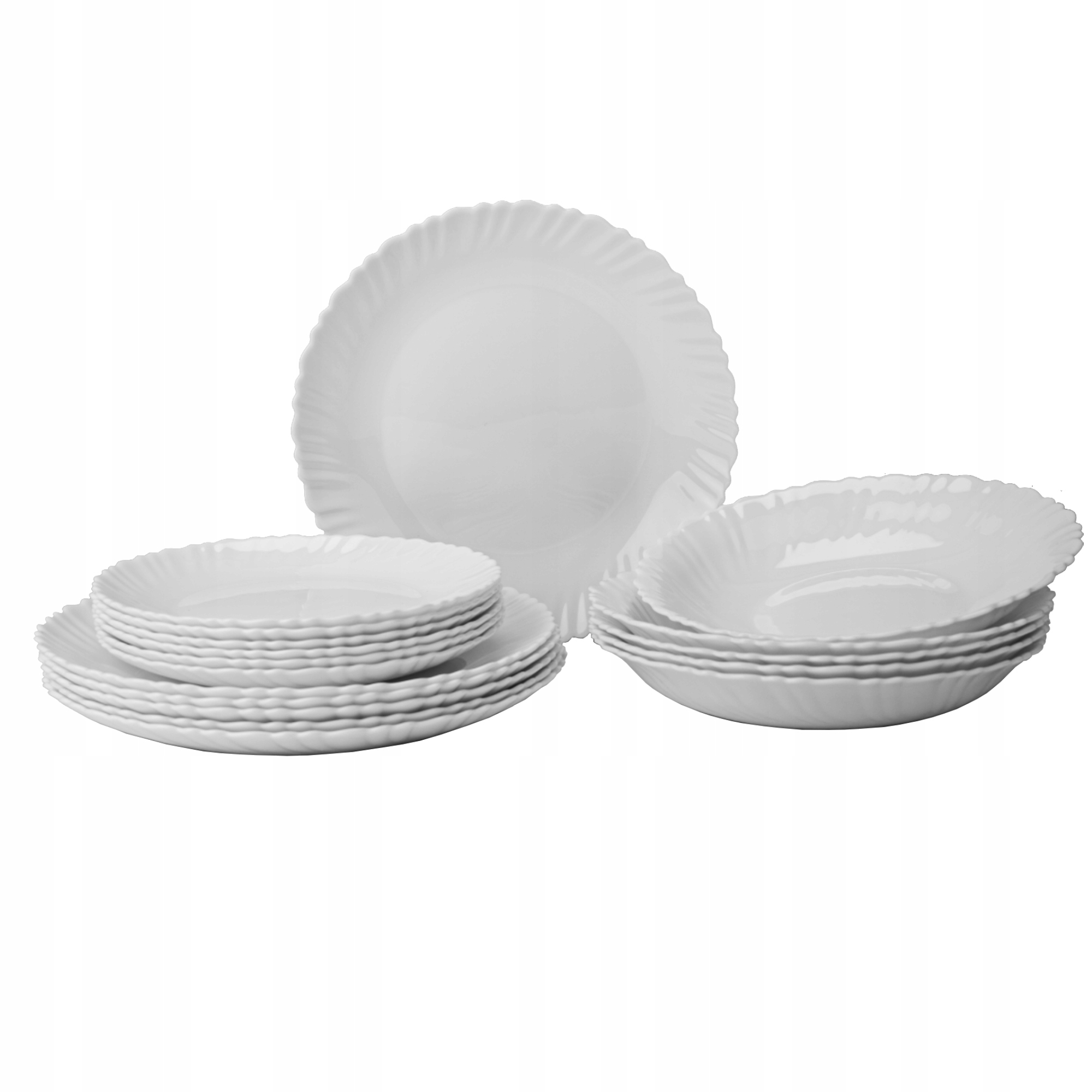 KOMPLET TALERZY SERWIS OBIADOWY 36EL ZESTAW OBIAD DLA 12 OSÓB BIAŁY SZKŁO Marka Festa Italia