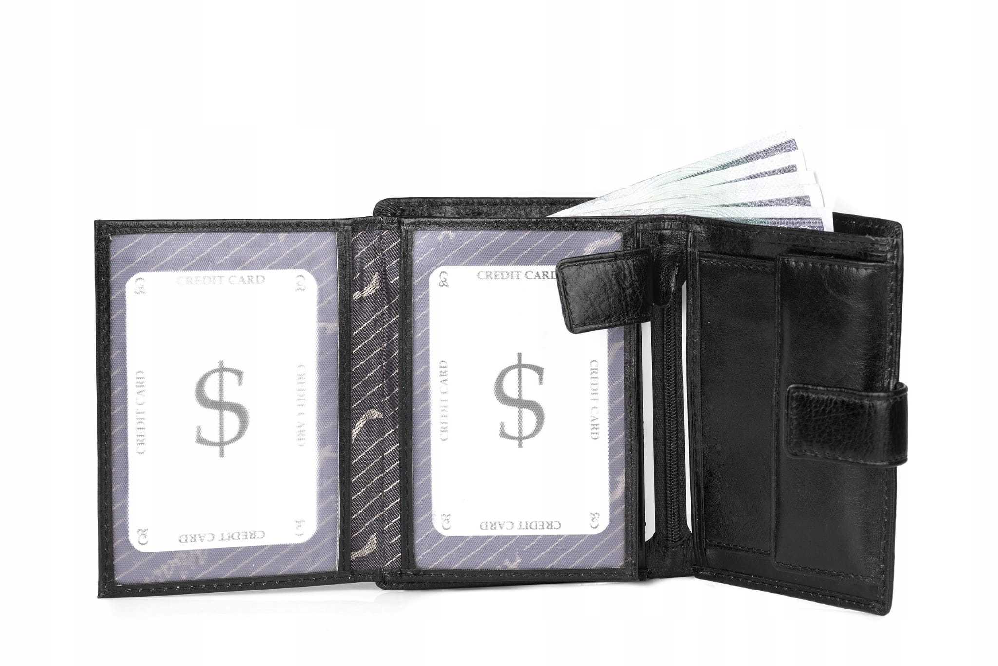 Portfel męski Skórzany Albatross Czarny Wzór dominujący bez wzoru