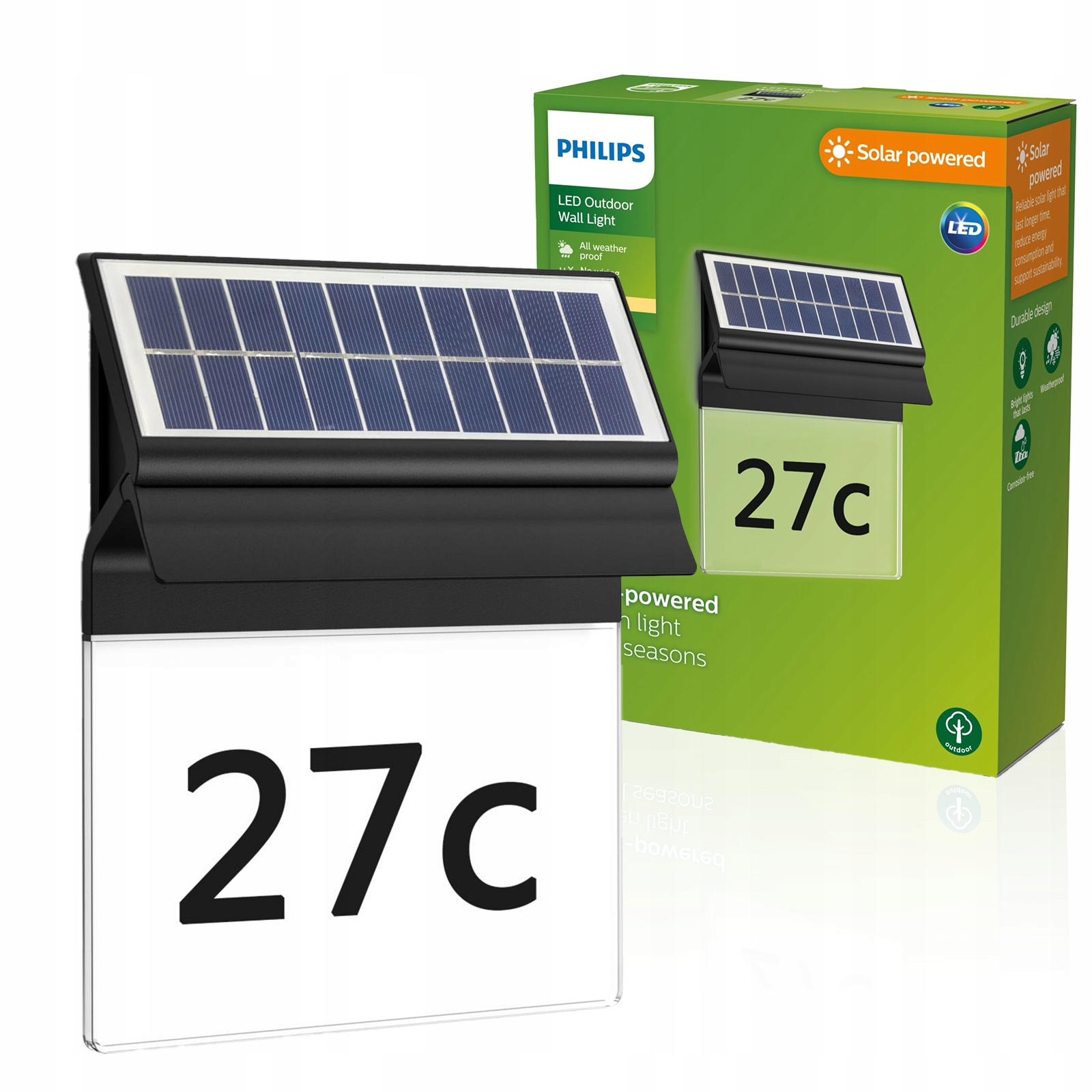 Solární Lampa Led Podsvícené Číslo Domu S Soumrakovým Senzorem Philips