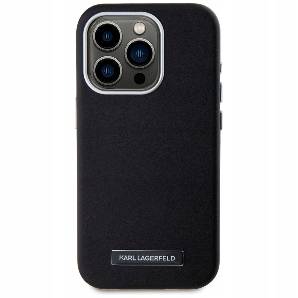 Pouzdro Karl Lagerfeld Fw Metal Plate MagSafe pro iPhone 15 Pro Max, černé pouzdro