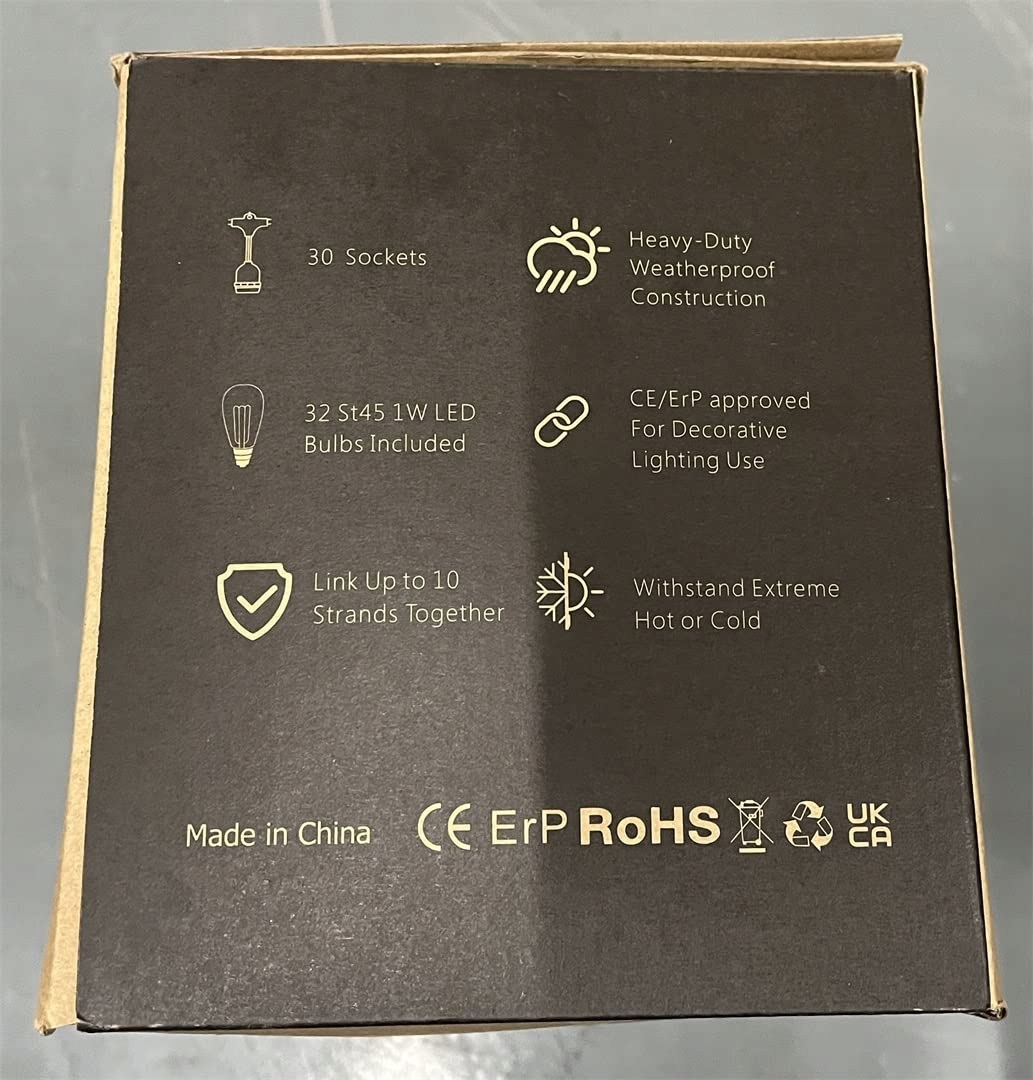 LAMPENWELT Girlanda Ogrodowa 30m IP65 32 Żarówki Edison 2200K Ogród Patio — miniatura 6