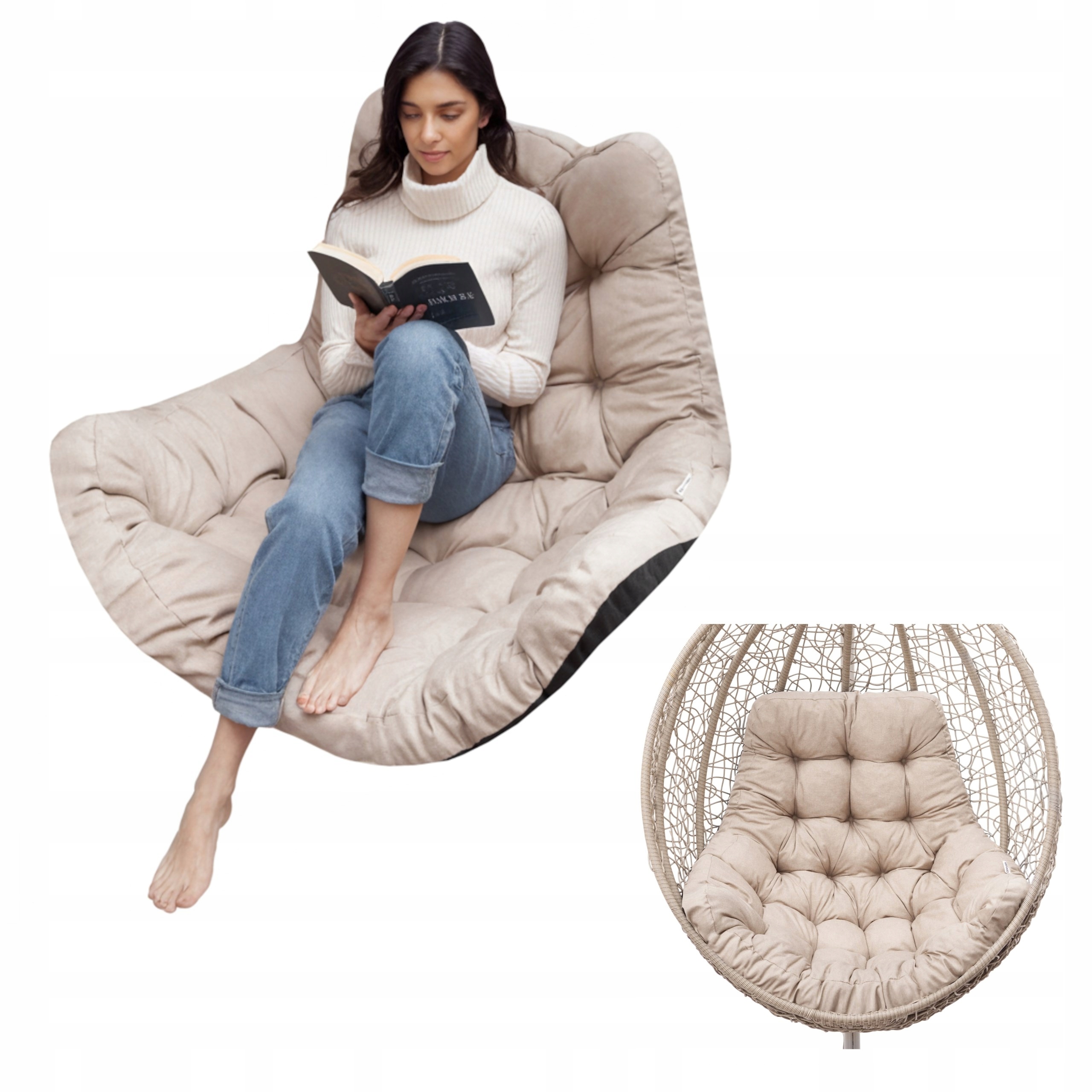 Vankúš na záhradnú hojdačku Vodotesný vankúš na kreslo Kokon 120 x 100 cm