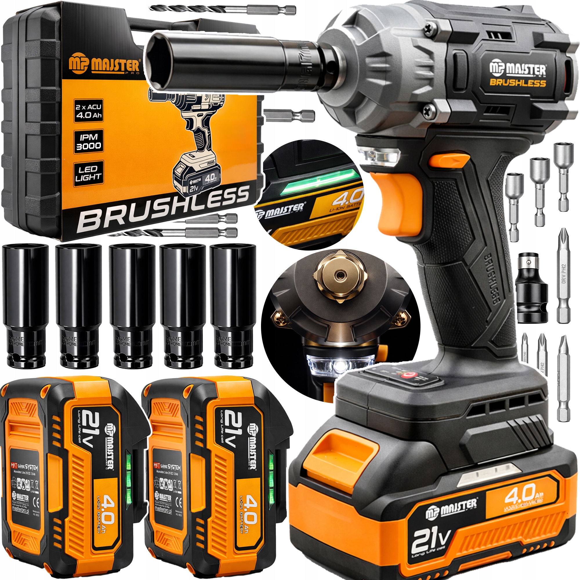 Elektrický Rázový Klíč Akumulátorový Bezkartáčový Kolečko MP0522 21V