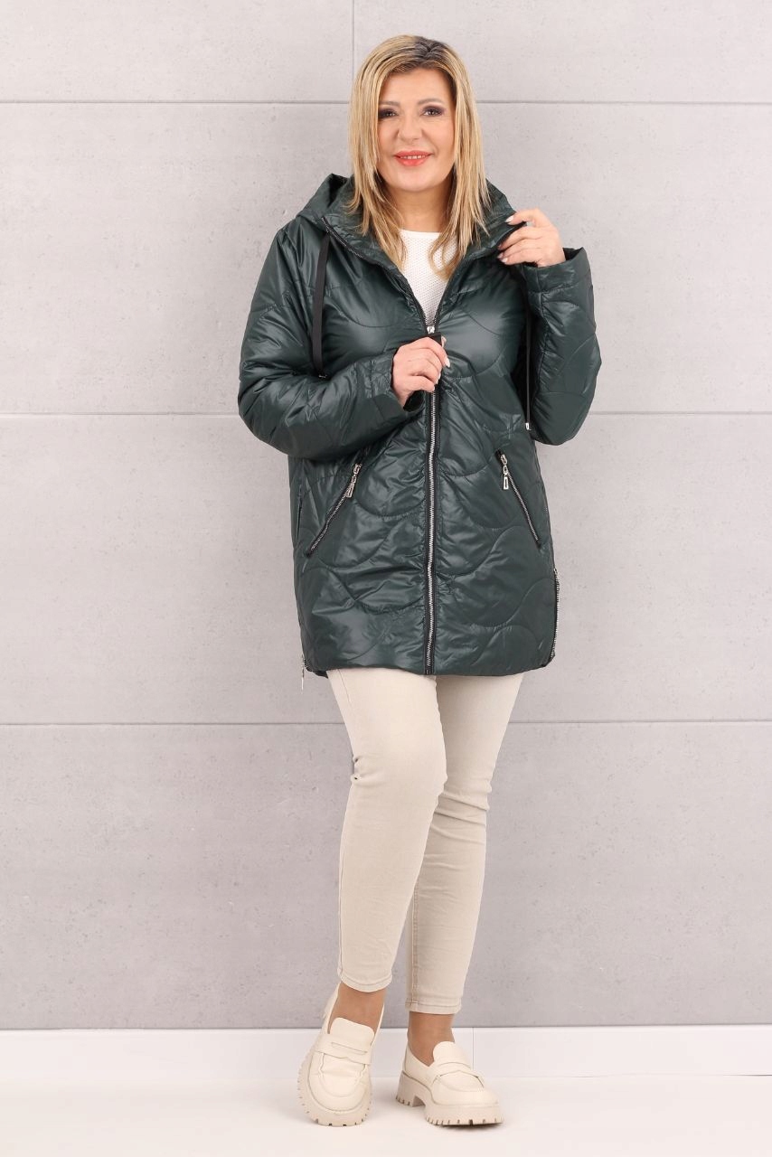 PIKOWANA KURTKA DAMSKA LEKKA PRZEJŚCIOWA Z KAPTUREM DUŻE ROZMIARY Marka FEMIMODA