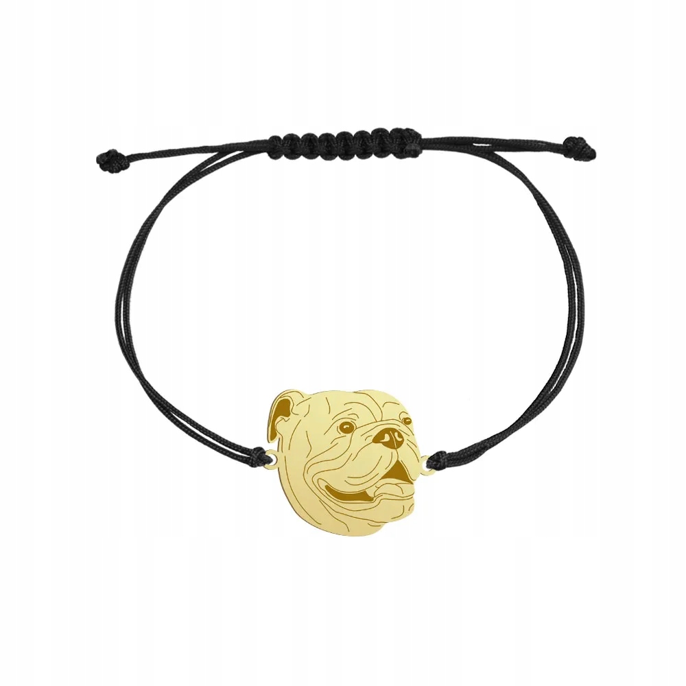 Zlatý náramek s anglickým buldočkem 925 Šperky Dárek Gravírování Bonus