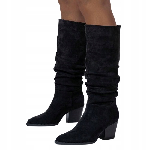 Shein Černé Dámské Semišové Kozačky S Měkkým Svrškem 39 1KE