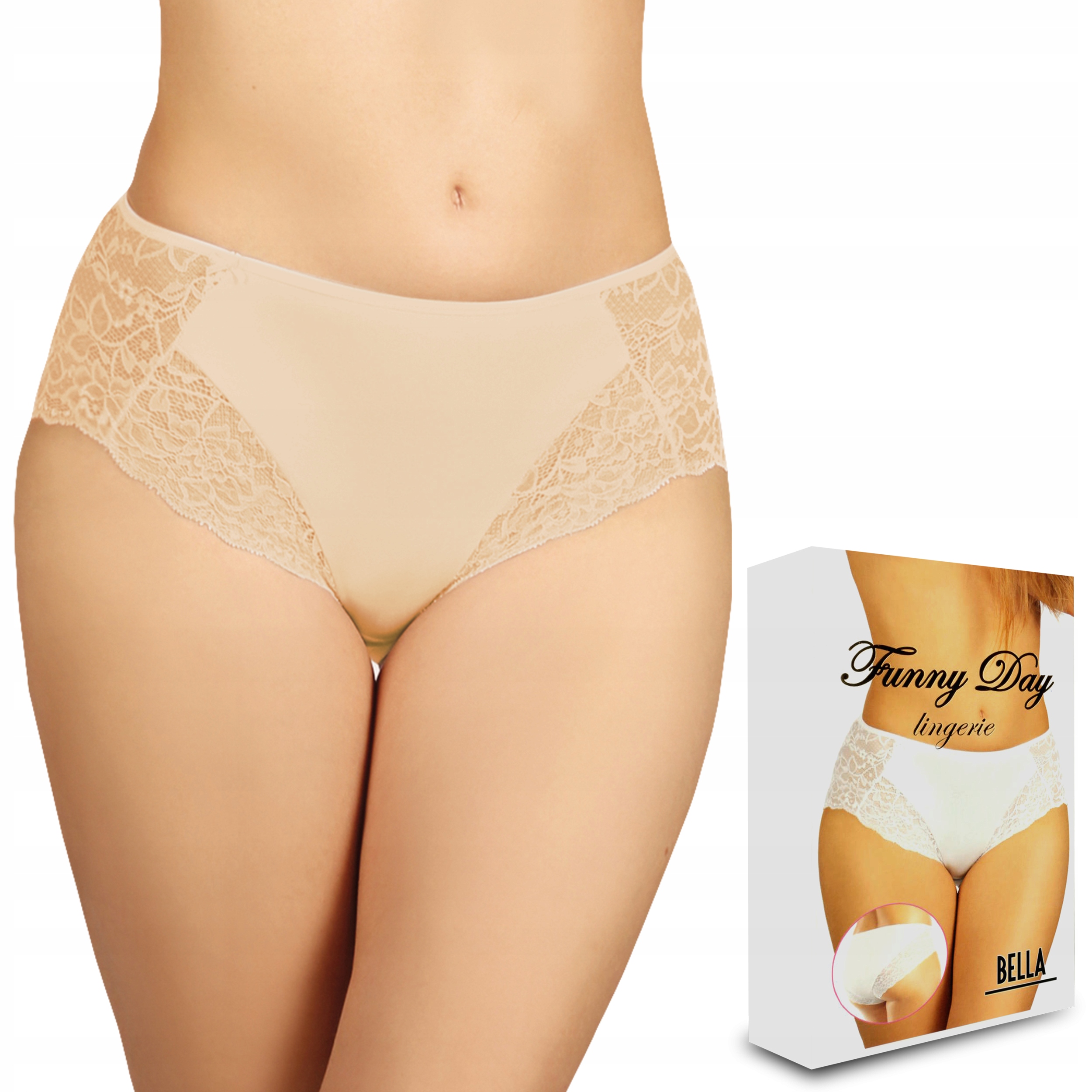 

Funny Day Bella Figi Koronkowe Bawełna Beżowy 2XL