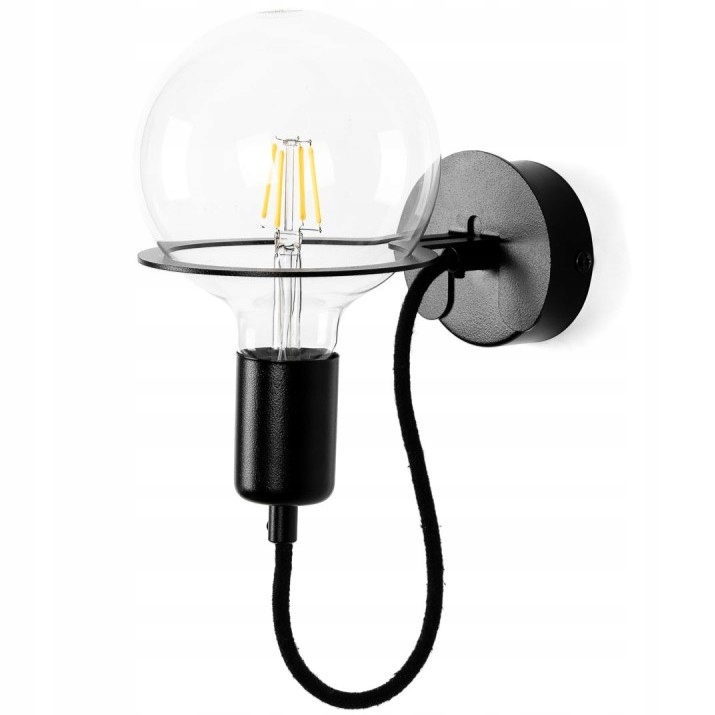 Čierna nástenná lampa s Led žiarovkou do obývačky, spálne, predsiene Loft XX