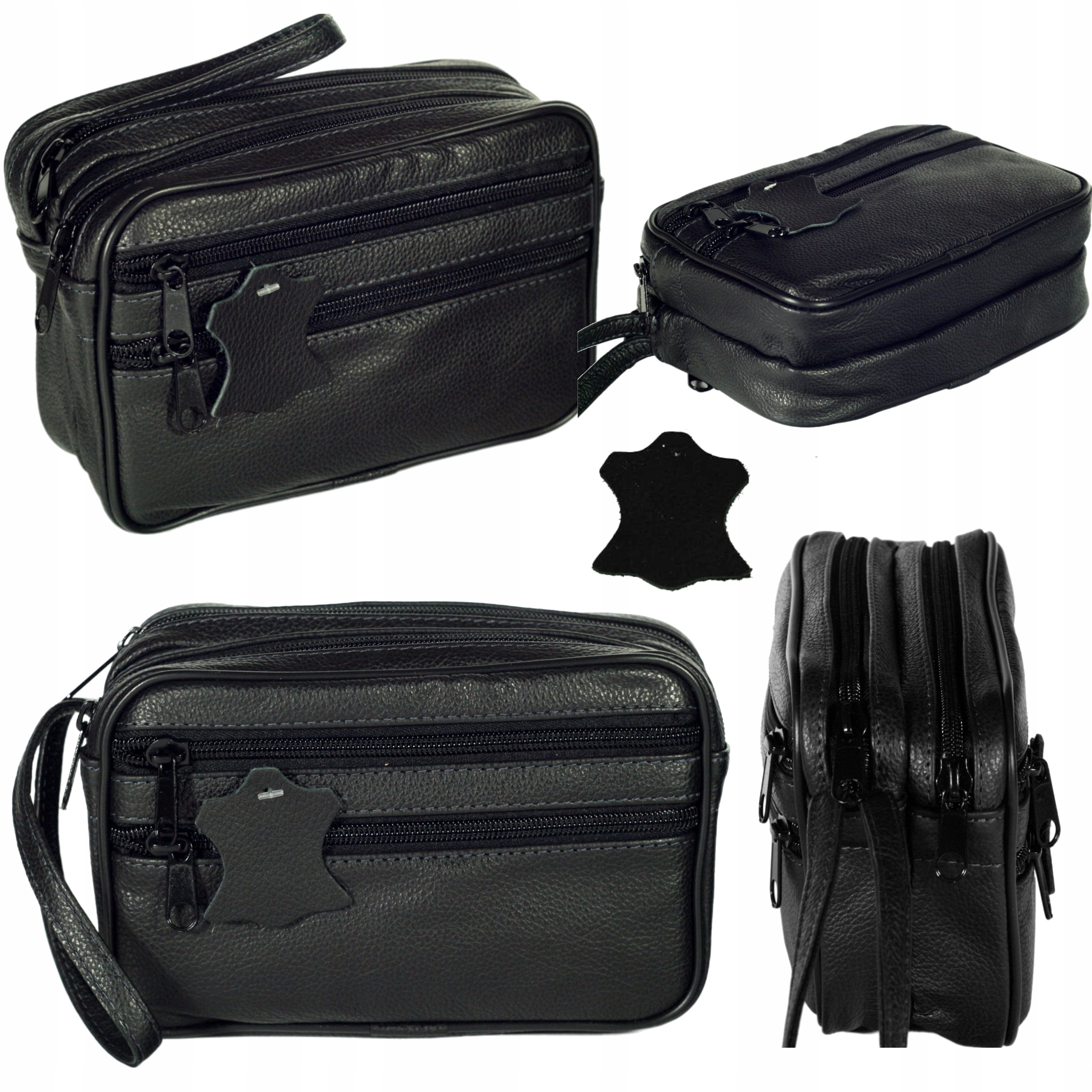 Pánská kožená taška černá do ruky, dvě komory, velká polská výroba