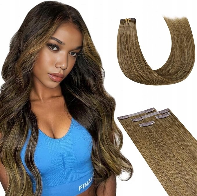 Lashey Bezšvové příchytky z lidských vlasů Clip-Ins Lashey Highlights 43 g