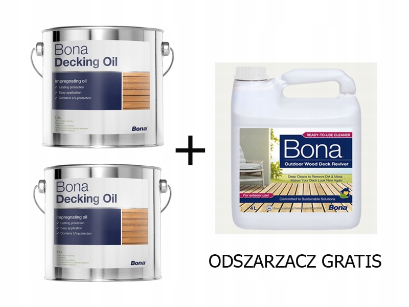 Bona Decking Oil Teak 2,5L Olej Do Tarasów 2 Szt. Odszarzacz