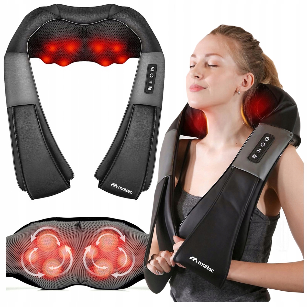 Masażer Shiatsu Na Kark Plecy Stopy Do Ciała Szyi Pas Grzejący 30W